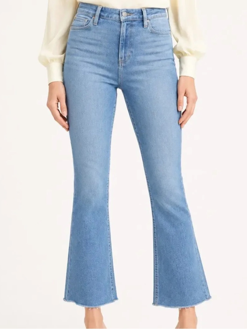 Paige Claudine Flare Jeans in Darling with Siesta Frayed Hem